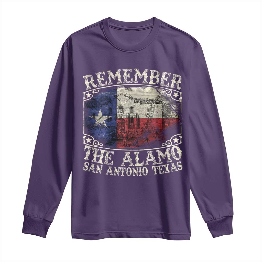 Texas Remember The Alamo Long Sleeve Shirt San Antonio Alamo War Texan Flag History Lover TS09 Purple Print Your Wear