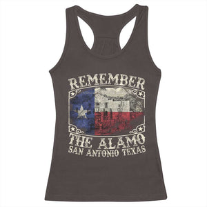 Texas Remember The Alamo Racerback Tank Top San Antonio Alamo War Texan Flag History Lover TS09 Dark Chocolate Print Your Wear