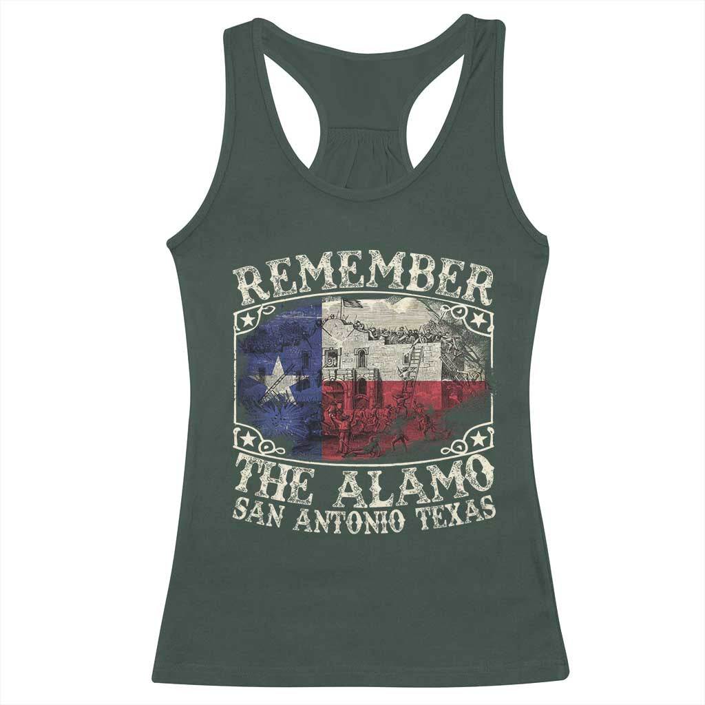 Texas Remember The Alamo Racerback Tank Top San Antonio Alamo War Texan Flag History Lover TS09 Dark Forest Green Print Your Wear