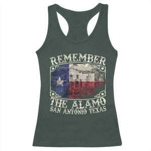 Texas Remember The Alamo Racerback Tank Top San Antonio Alamo War Texan Flag History Lover TS09 Dark Forest Green Print Your Wear