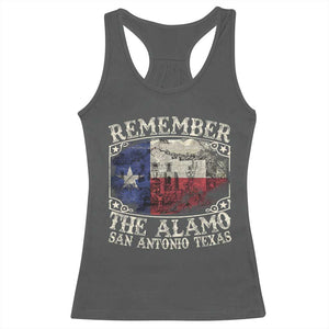 Texas Remember The Alamo Racerback Tank Top San Antonio Alamo War Texan Flag History Lover TS09 Dark Heather Print Your Wear