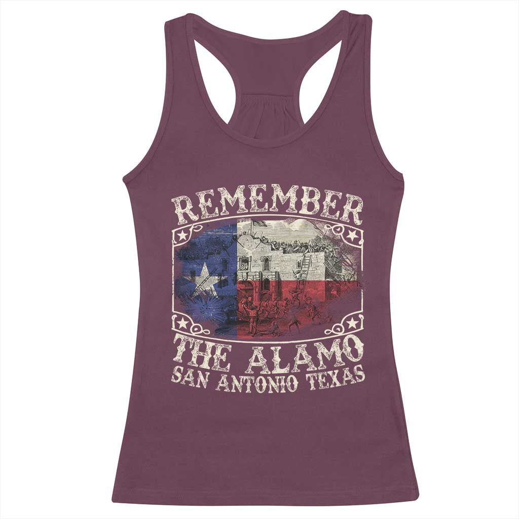 Texas Remember The Alamo Racerback Tank Top San Antonio Alamo War Texan Flag History Lover TS09 Maroon Print Your Wear
