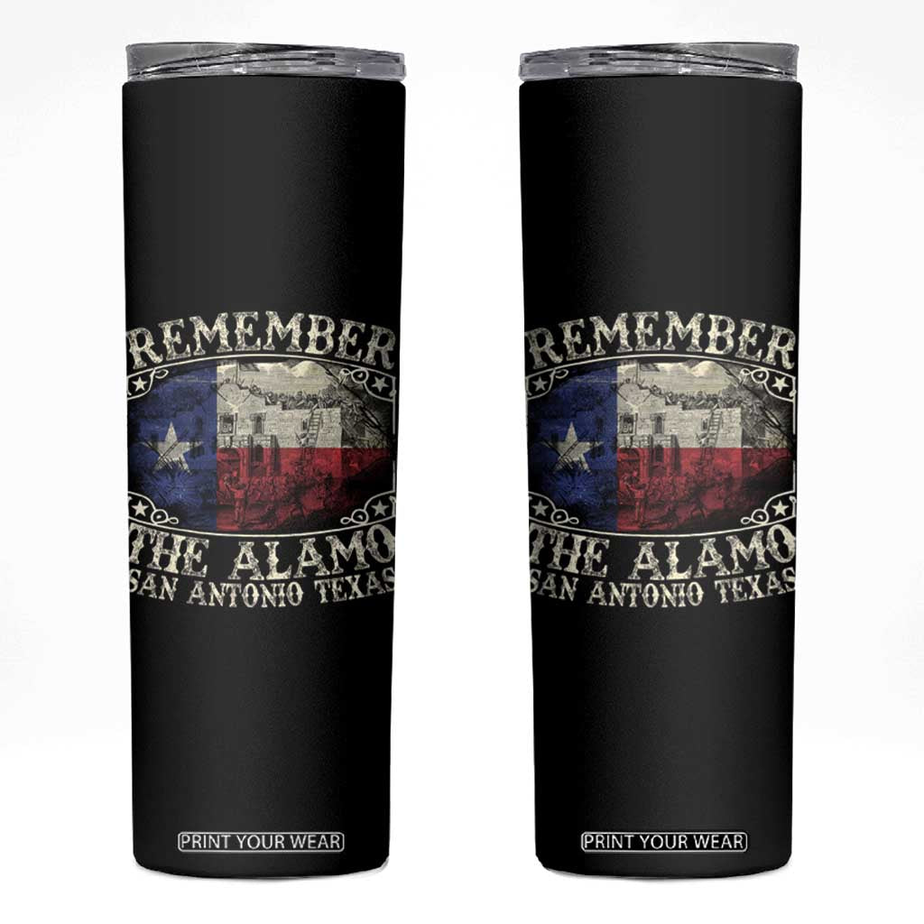 Texas Remember The Alamo Skinny Tumbler San Antonio Alamo War Texan Flag History Lover TS09 Black Print Your Wear
