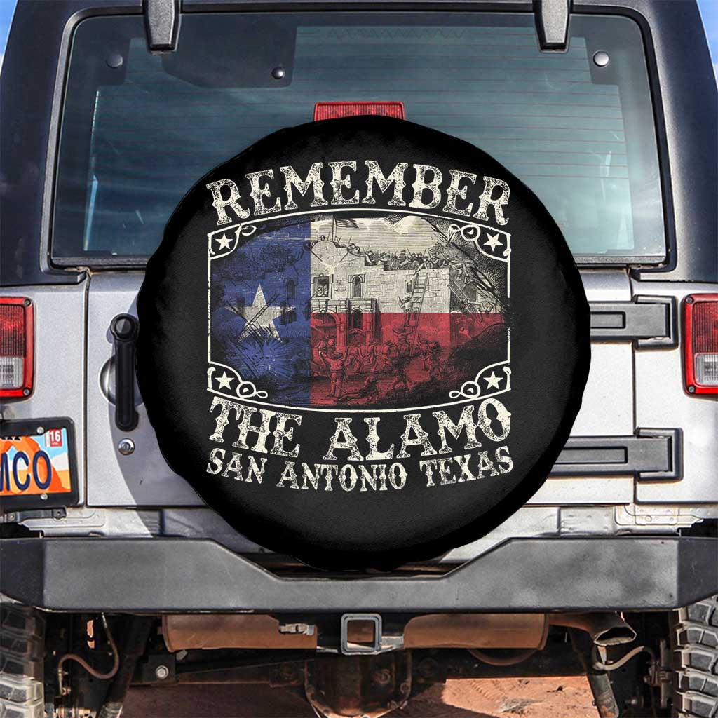 Texas Remember The Alamo Spare Tire Cover San Antonio Alamo War Texan Flag History Lover TS09 No hole Black Print Your Wear