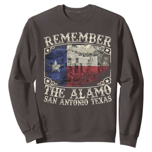 Texas Remember The Alamo Sweatshirt San Antonio Alamo War Texan Flag History Lover TS09 Dark Chocolate Print Your Wear