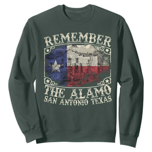 Texas Remember The Alamo Sweatshirt San Antonio Alamo War Texan Flag History Lover TS09 Dark Forest Green Print Your Wear