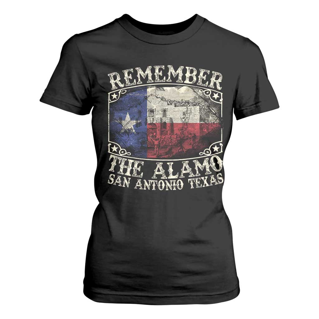 Texas Remember The Alamo T Shirt For Women San Antonio Alamo War Texan Flag History Lover TS09 Black Print Your Wear