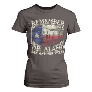 Texas Remember The Alamo T Shirt For Women San Antonio Alamo War Texan Flag History Lover TS09 Dark Chocolate Print Your Wear