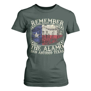 Texas Remember The Alamo T Shirt For Women San Antonio Alamo War Texan Flag History Lover TS09 Dark Forest Green Print Your Wear