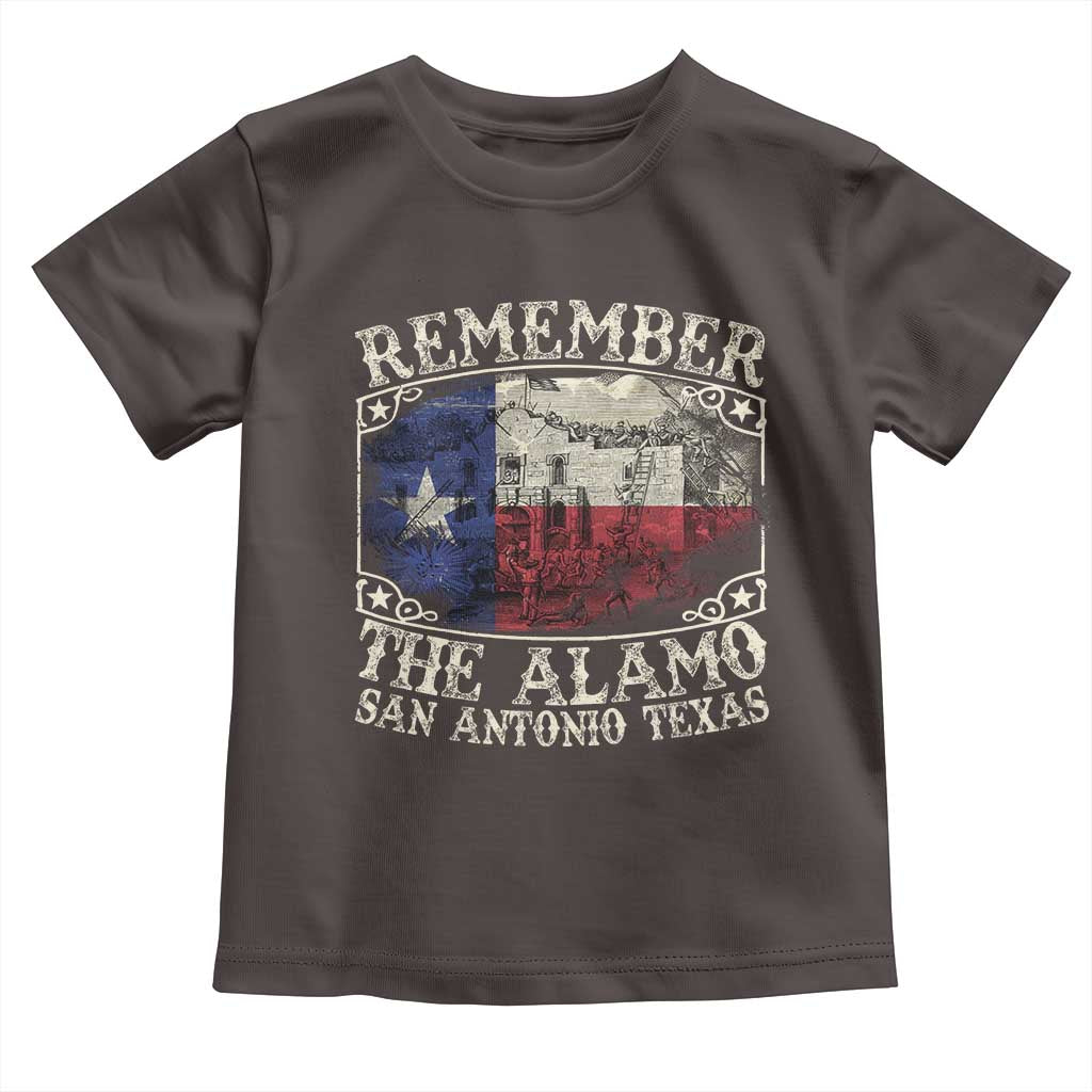 Texas Remember The Alamo Toddler T Shirt San Antonio Alamo War Texan Flag History Lover TS09 Dark Chocolate Print Your Wear