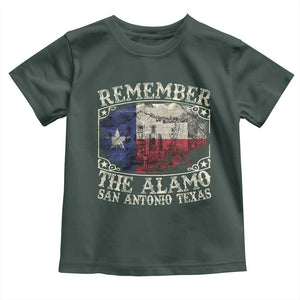 Texas Remember The Alamo Toddler T Shirt San Antonio Alamo War Texan Flag History Lover TS09 Dark Forest Green Print Your Wear