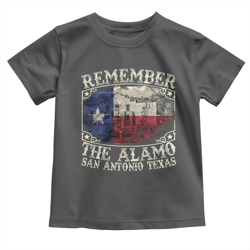 Texas Remember The Alamo Toddler T Shirt San Antonio Alamo War Texan Flag History Lover TS09 Dark Heather Print Your Wear