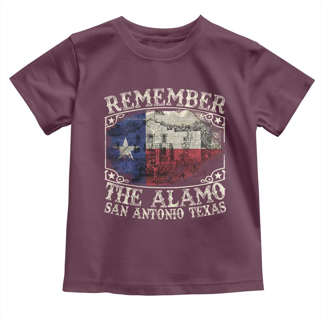 Texas Remember The Alamo Toddler T Shirt San Antonio Alamo War Texan Flag History Lover TS09 Maroon Print Your Wear