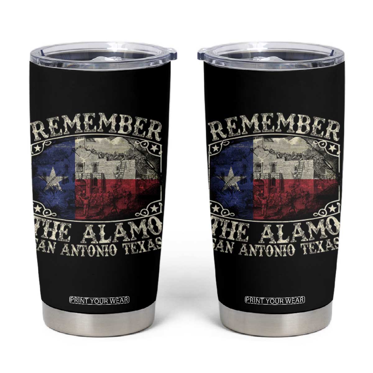 Texas Remember The Alamo Tumbler Cup San Antonio Alamo War Texan Flag History Lover TS09 Black Print Your Wear