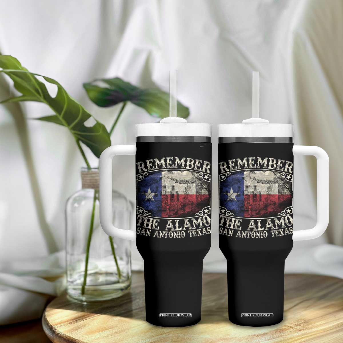 Texas Remember The Alamo Tumbler With Handle San Antonio Alamo War Texan Flag History Lover TS09 Print Your Wear