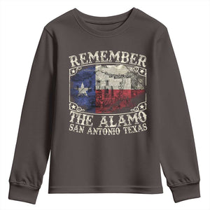 Texas Remember The Alamo Youth Sweatshirt San Antonio Alamo War Texan Flag History Lover TS09 Dark Chocolate Print Your Wear