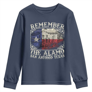 Texas Remember The Alamo Youth Sweatshirt San Antonio Alamo War Texan Flag History Lover TS09 Navy Print Your Wear