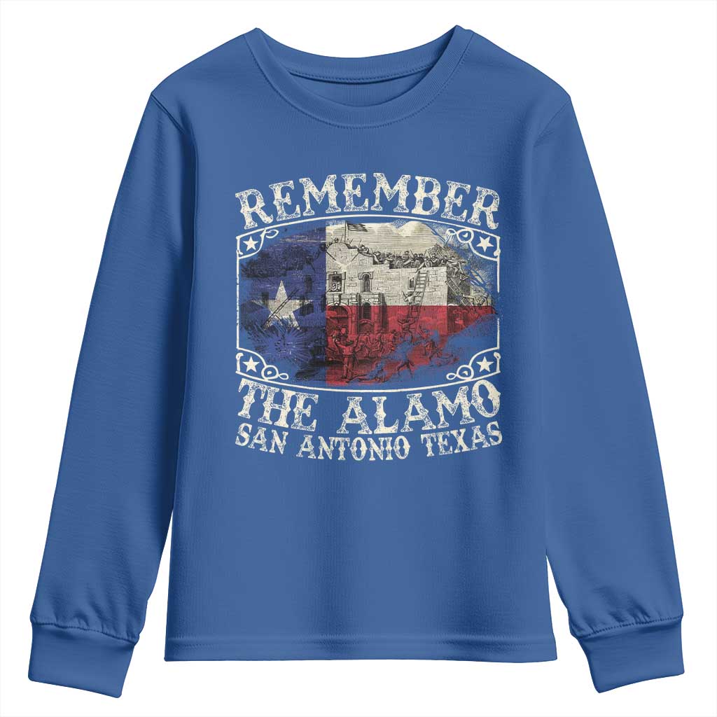 Texas Remember The Alamo Youth Sweatshirt San Antonio Alamo War Texan Flag History Lover TS09 Royal Blue Print Your Wear