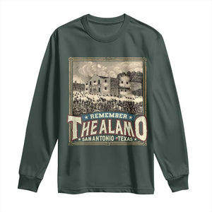 Texas Remember The Alamo Long Sleeve Shirt San Antonio Alamo War History Lover TS09 Dark Forest Green Print Your Wear