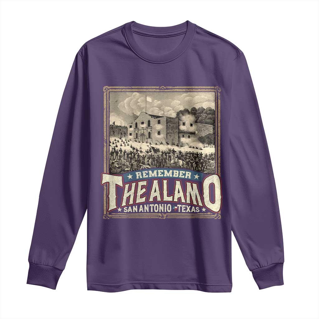 Texas Remember The Alamo Long Sleeve Shirt San Antonio Alamo War History Lover TS09 Purple Print Your Wear
