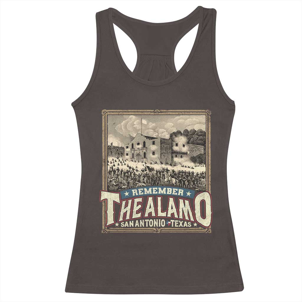 Texas Remember The Alamo Racerback Tank Top San Antonio Alamo War History Lover TS09 Dark Chocolate Print Your Wear