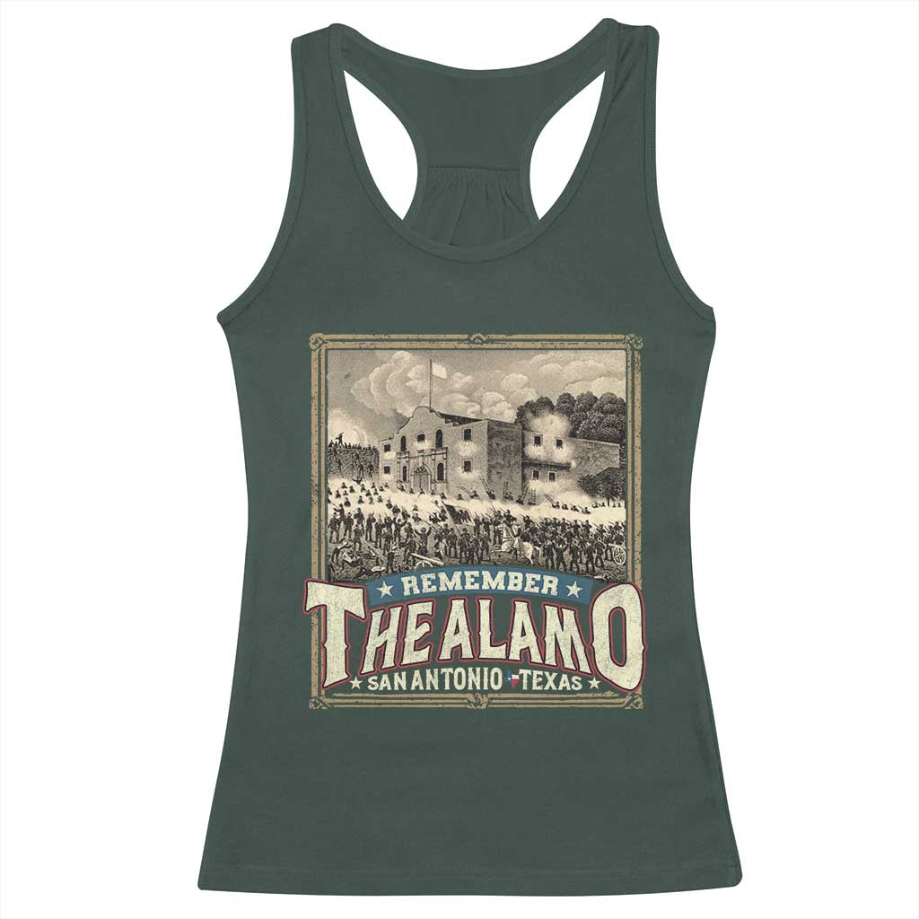 Texas Remember The Alamo Racerback Tank Top San Antonio Alamo War History Lover TS09 Dark Forest Green Print Your Wear