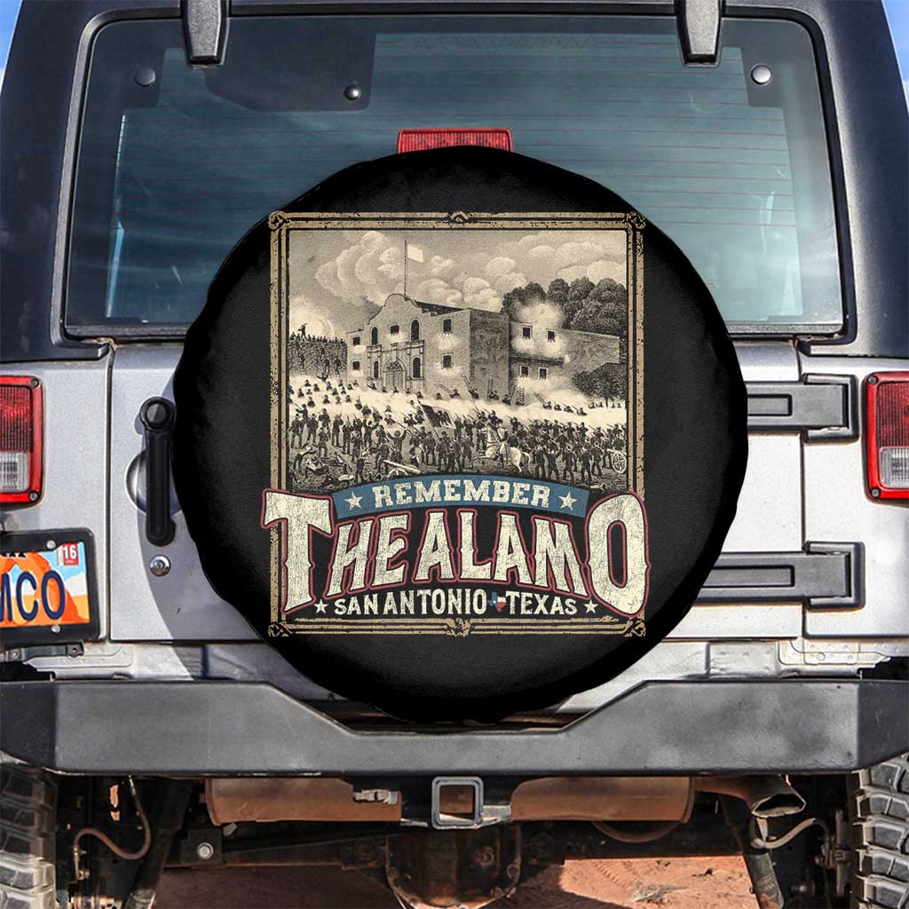 Texas Remember The Alamo Spare Tire Cover San Antonio Alamo War History Lover TS09 No hole Black Print Your Wear
