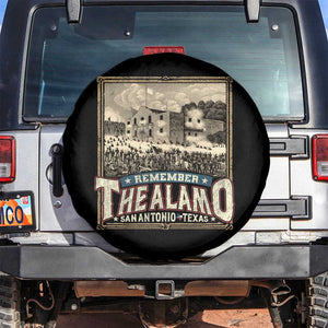 Texas Remember The Alamo Spare Tire Cover San Antonio Alamo War History Lover TS09 No hole Black Print Your Wear