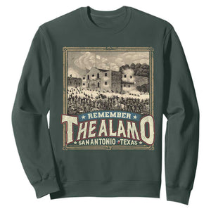 Texas Remember The Alamo Sweatshirt San Antonio Alamo War History Lover TS09 Dark Forest Green Print Your Wear