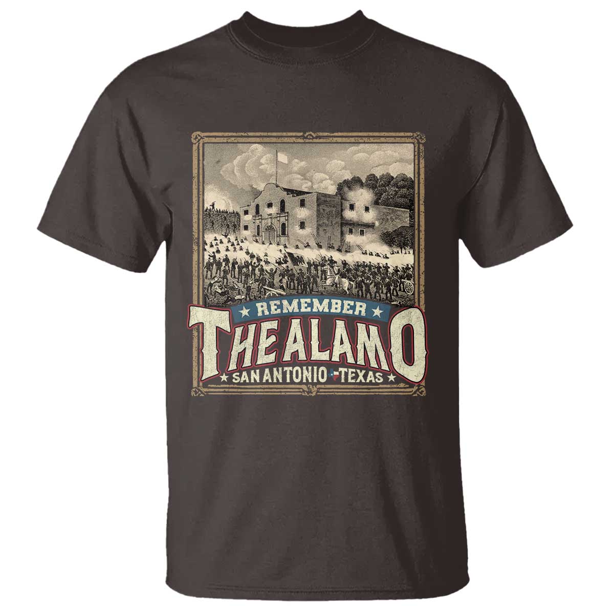 Texas Remember The Alamo T Shirt San Antonio Alamo War History Lover TS09 Dark Chocolate Print Your Wear