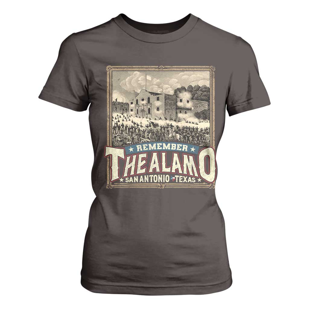 Texas Remember The Alamo T Shirt For Women San Antonio Alamo War History Lover TS09 Dark Chocolate Print Your Wear