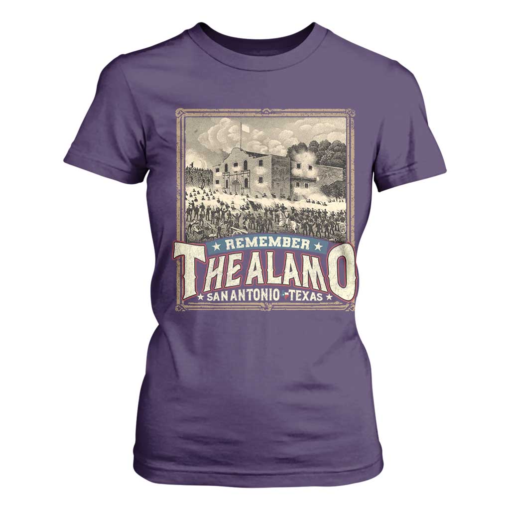 Texas Remember The Alamo T Shirt For Women San Antonio Alamo War History Lover TS09 Purple Print Your Wear