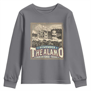 Texas Remember The Alamo Youth Sweatshirt San Antonio Alamo War History Lover TS09 Charcoal Print Your Wear