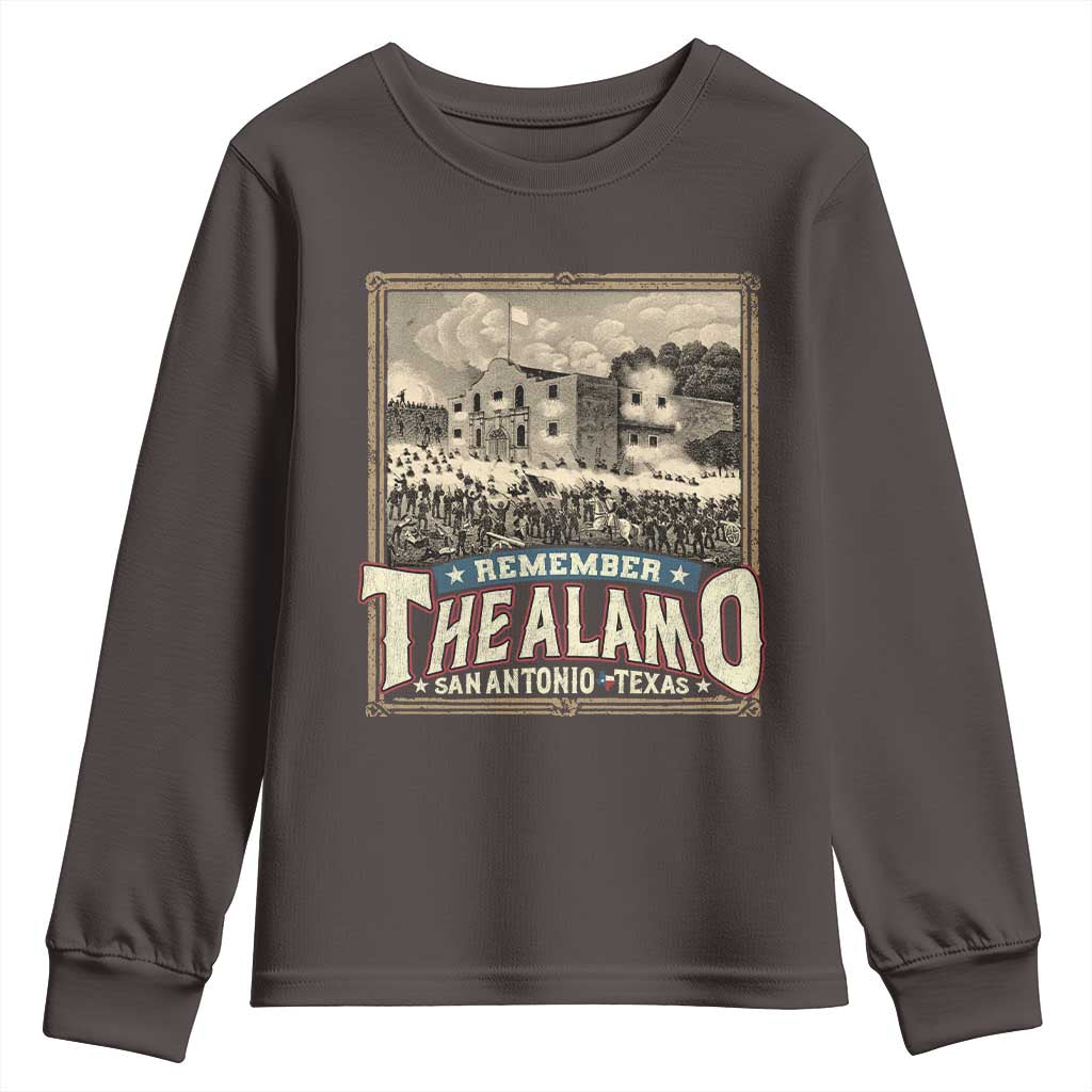 Texas Remember The Alamo Youth Sweatshirt San Antonio Alamo War History Lover TS09 Dark Chocolate Print Your Wear