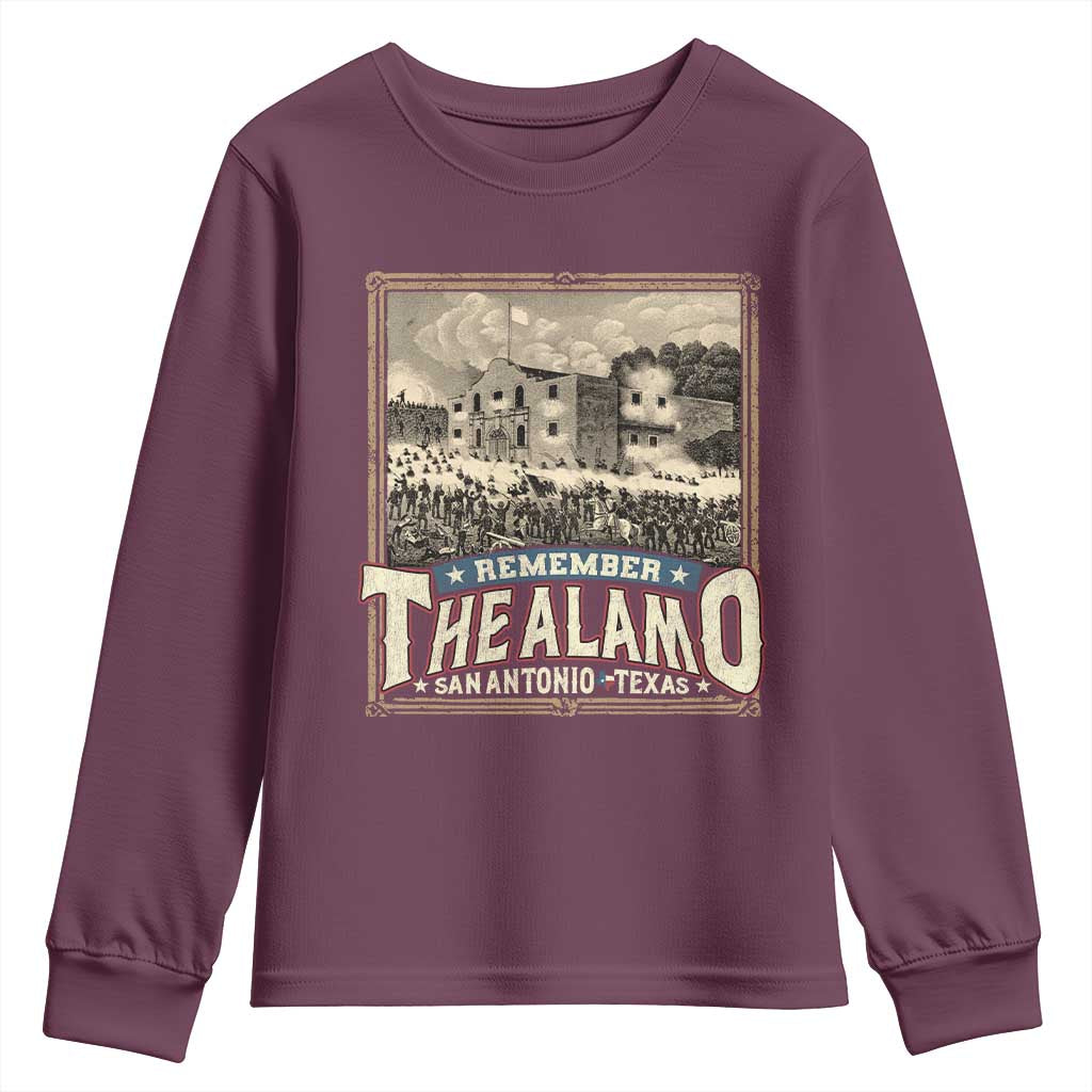 Texas Remember The Alamo Youth Sweatshirt San Antonio Alamo War History Lover TS09 Maroon Print Your Wear