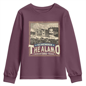 Texas Remember The Alamo Youth Sweatshirt San Antonio Alamo War History Lover TS09 Maroon Print Your Wear