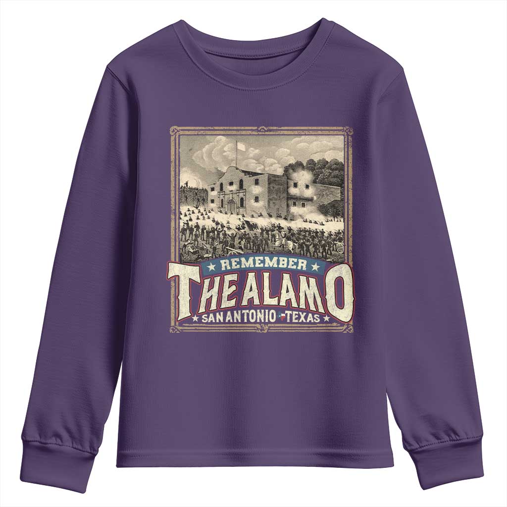 Texas Remember The Alamo Youth Sweatshirt San Antonio Alamo War History Lover TS09 Purple Print Your Wear