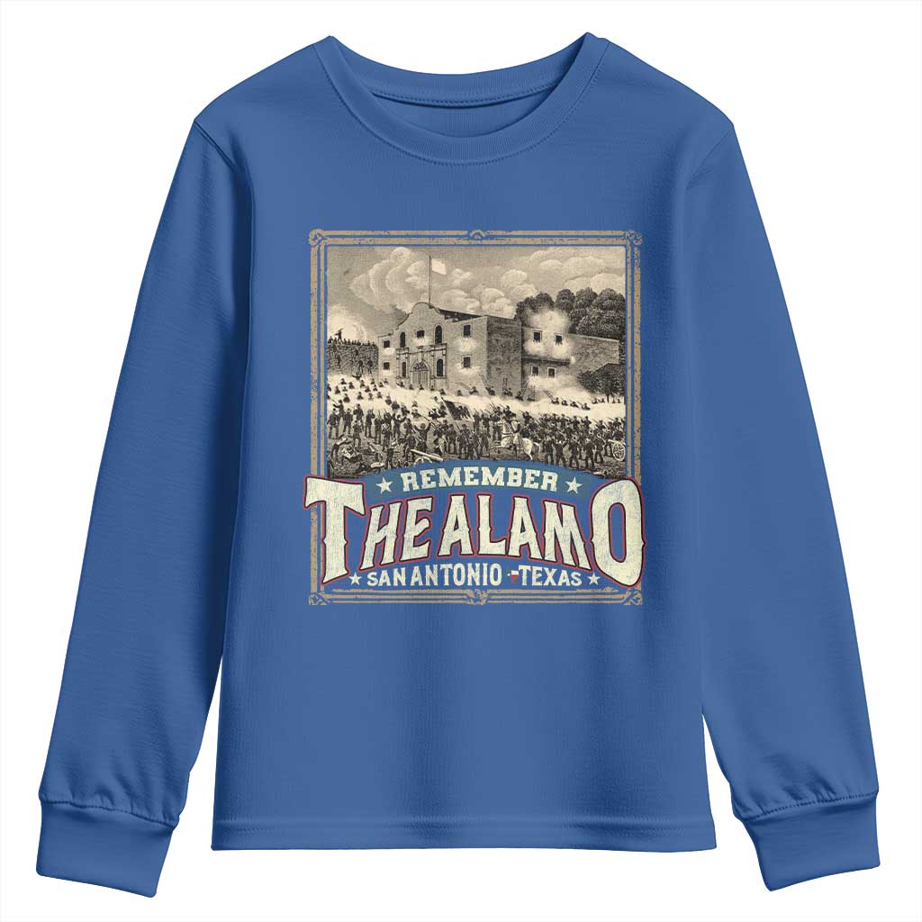 Texas Remember The Alamo Youth Sweatshirt San Antonio Alamo War History Lover TS09 Royal Blue Print Your Wear