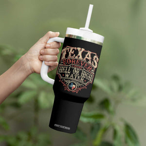Texas Pride Tumbler With Handle Forever Come Hell Or High Water Patriotic Texas TS09 Print Your Wear