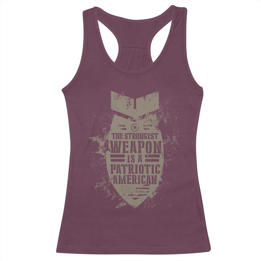 The Strongest Weapon Is A Patriotic Racerback Tank Top TS09 Maroon Print Your Wear