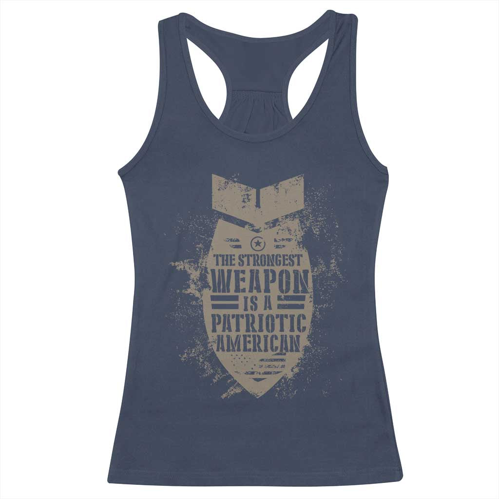 The Strongest Weapon Is A Patriotic Racerback Tank Top TS09 Navy Print Your Wear