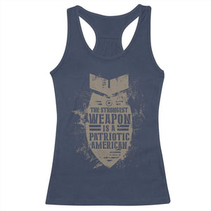 The Strongest Weapon Is A Patriotic Racerback Tank Top TS09 Navy Print Your Wear