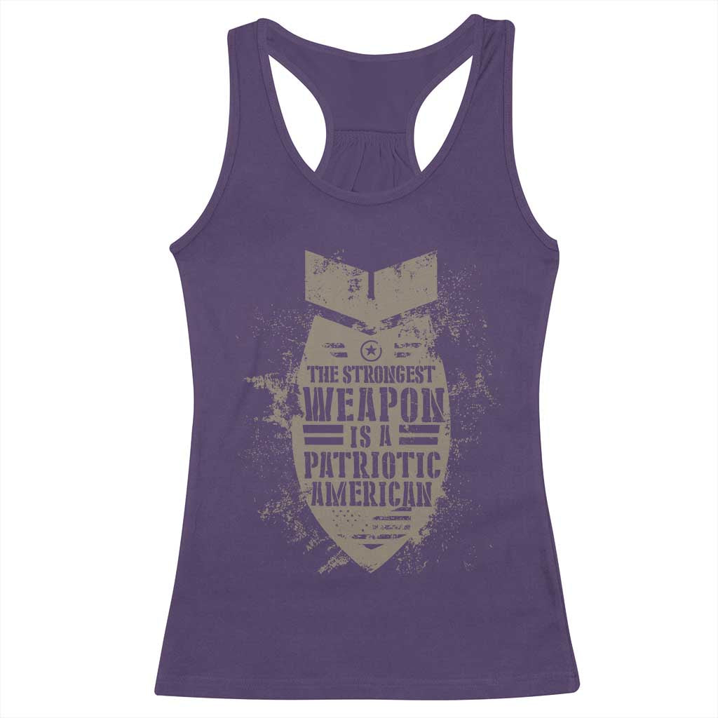 The Strongest Weapon Is A Patriotic Racerback Tank Top TS09 Purple Print Your Wear