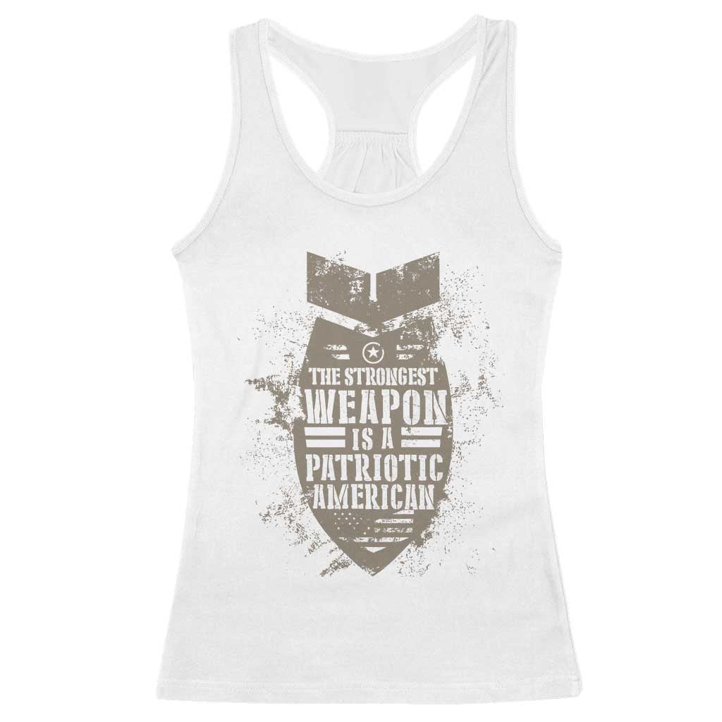 The Strongest Weapon Is A Patriotic Racerback Tank Top TS09 White Print Your Wear
