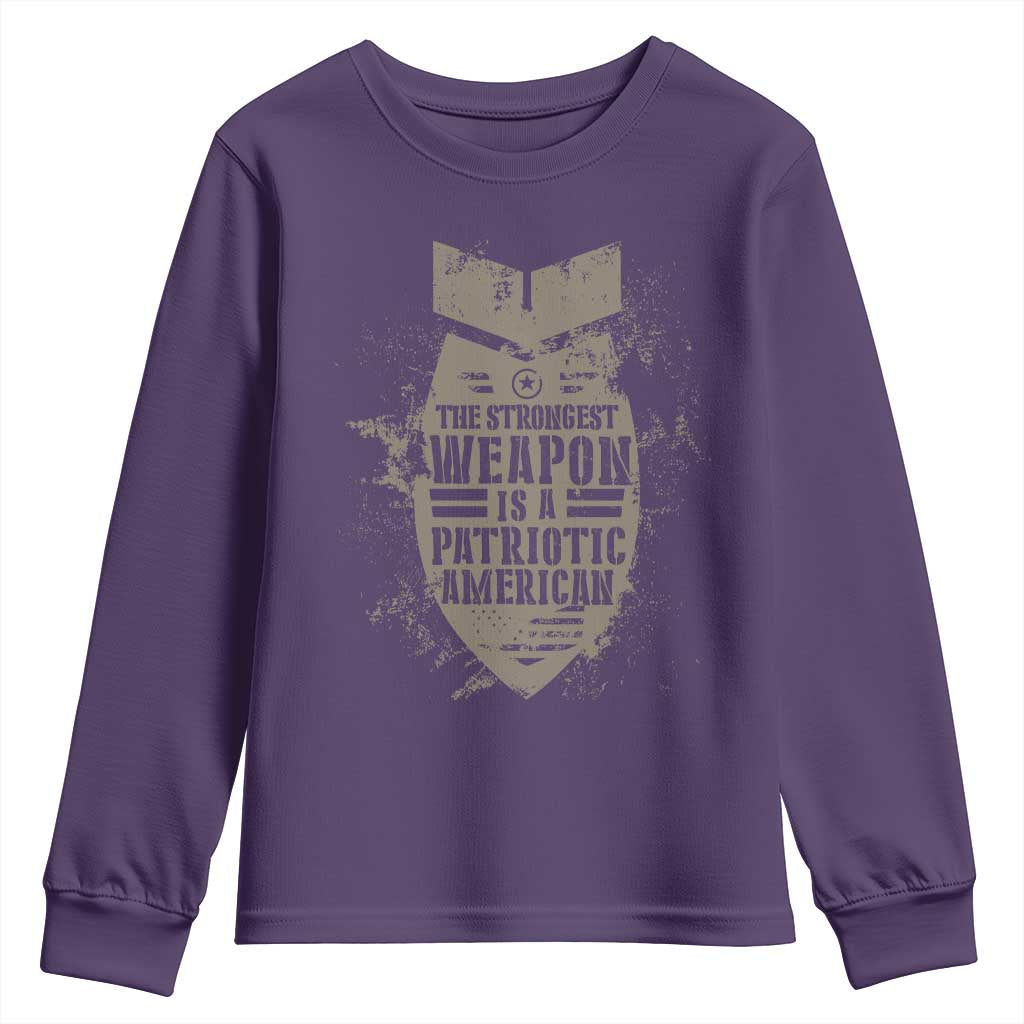 The Strongest Weapon Is A Patriotic Youth Sweatshirt TS09 Purple Print Your Wear