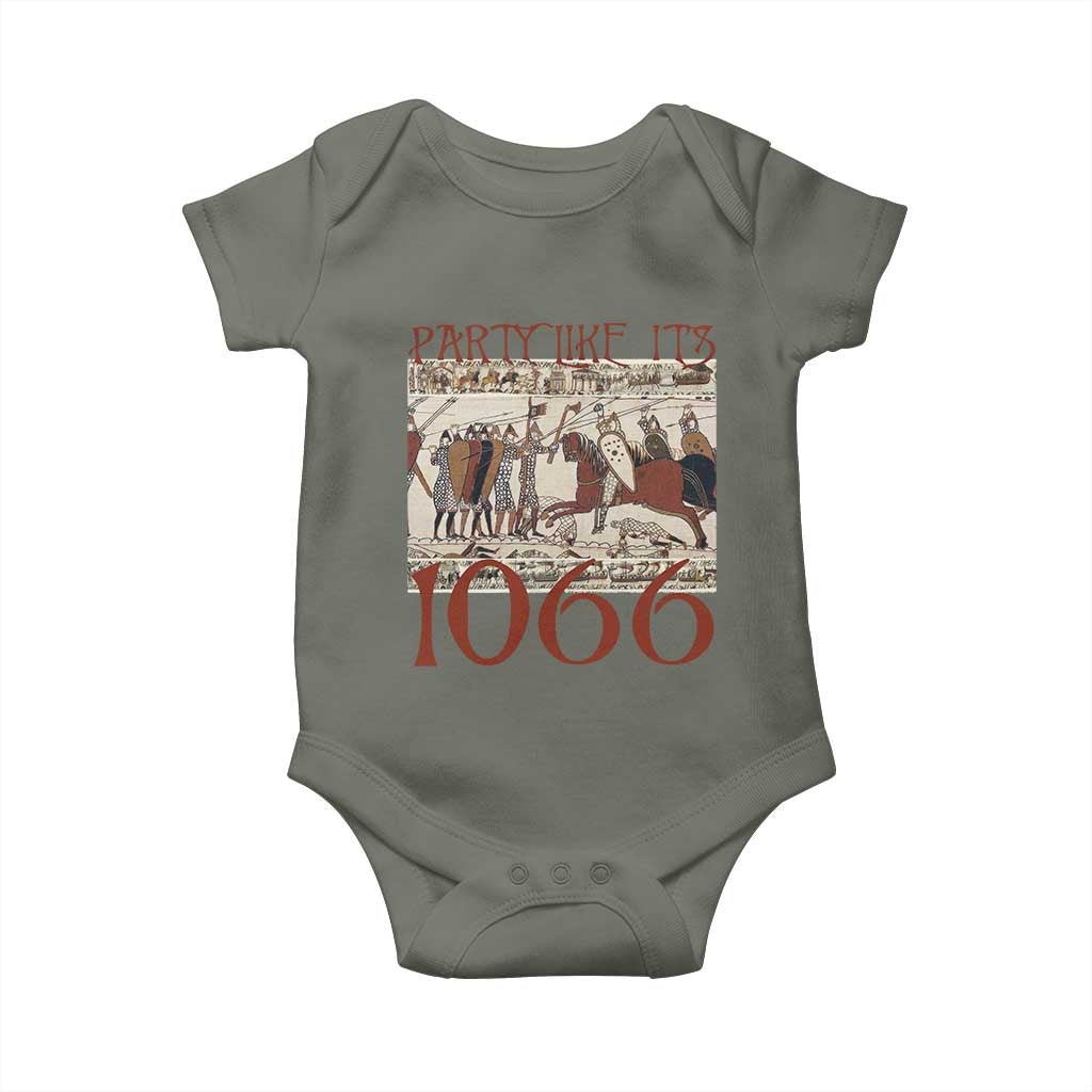 Medieval Bayeux Tapestry Hastings 1066 Baby Onesie Funny Party Like It's 1066 History Lover TS09 Military Green Print Your Wear