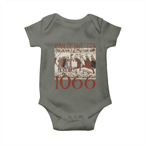 Medieval Bayeux Tapestry Hastings 1066 Baby Onesie Funny Party Like It's 1066 History Lover TS09 Military Green Print Your Wear