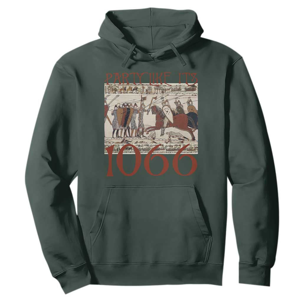 Medieval Bayeux Tapestry Hastings 1066 Hoodie Funny Party Like It's 1066 History Lover TS09 Dark Forest Green Print Your Wear