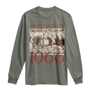 Medieval Bayeux Tapestry Hastings 1066 Long Sleeve Shirt Funny Party Like It's 1066 History Lover TS09 Military Green Print Your Wear