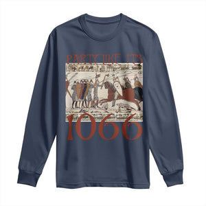 Medieval Bayeux Tapestry Hastings 1066 Long Sleeve Shirt Funny Party Like It's 1066 History Lover TS09 Navy Print Your Wear